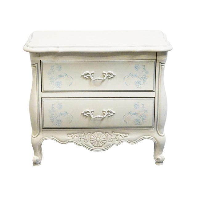 Shabby Chic Thomasville Furniture Debussy Collection Off White Painted French Provincial 29" Two Drawer Nightstand 9455-810 For Sale - Image 3 of 12