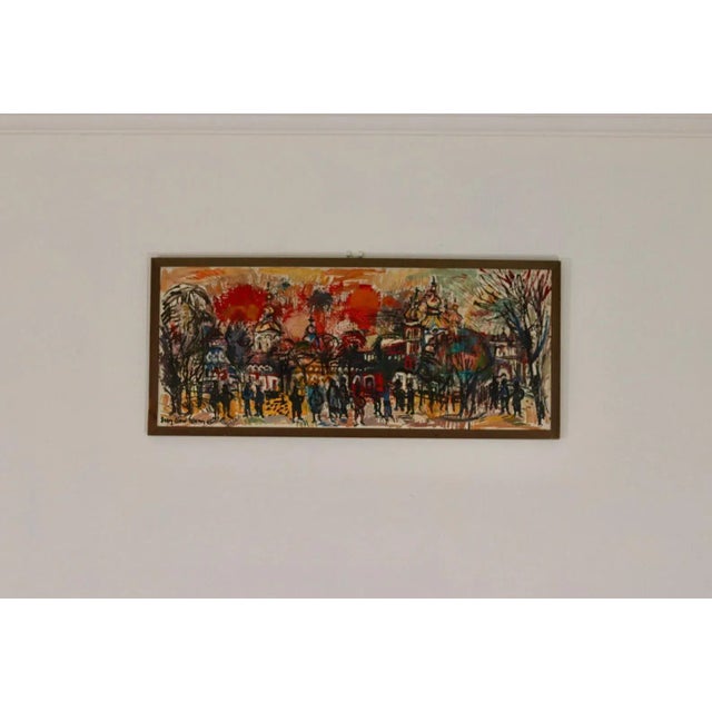 Original Swedish Oil on Panel – “Från Leningrad” by Sven Olsson – Vintage & Framed 67 × 29 cm (26.4" × 11.4") A panoramic...