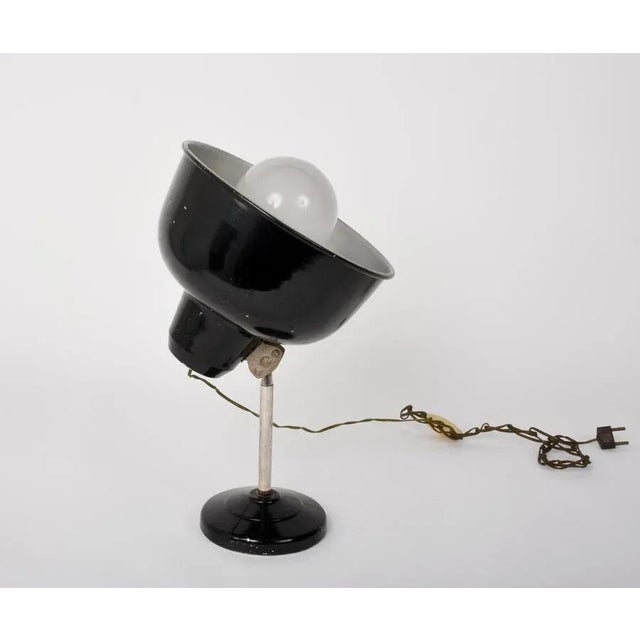 Italian Industrial Black Enameled Metal Adjustable Desk Lamp, 1940s For Sale - Image 11 of 18