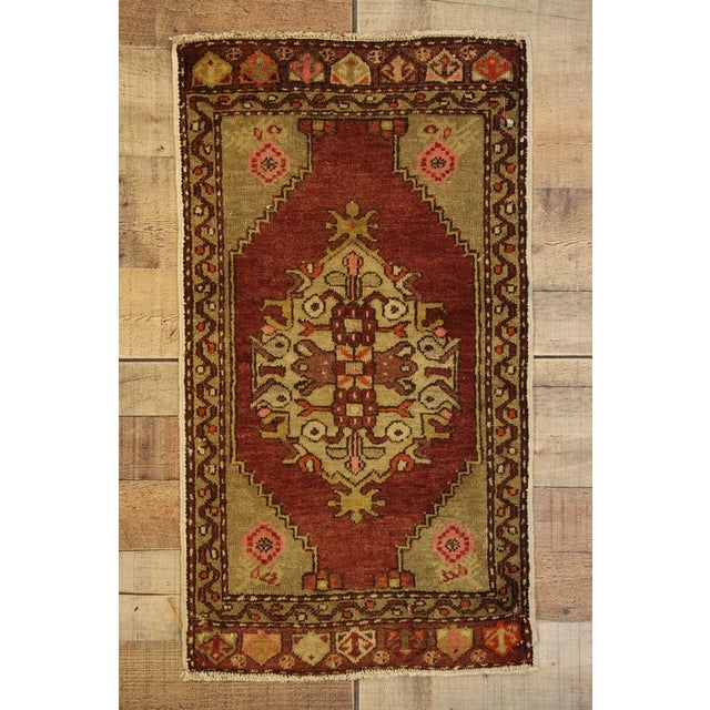 Brick Red Vintage Turkish Yastik Rug - 01'06 X 02'07 For Sale - Image 8 of 8