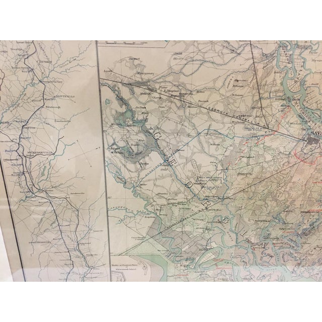 Wood Civil War Surveyors Maps of Sherman's March to the Sea & Vicinities Framed Pair For Sale - Image 7 of 14