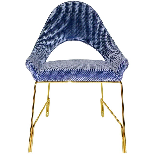 Smania Italian Modern Prototype Brass and Azur Blue Living Room Armchair - in Showroom For Sale - Image 9 of 9