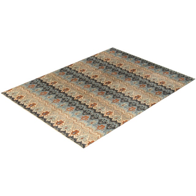 Gray Ikat, One-of-a-Kind Hand-Knotted Area Rug - Gray, 9' 1" x 12' 3" For Sale - Image 8 of 8