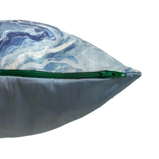 Blue Marbled Throw Pillow Cover For Sale - Image 4 of 6