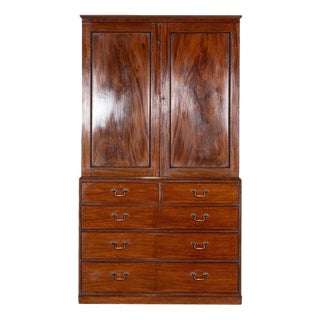 English Mahogany Linen Press, 1870s For Sale