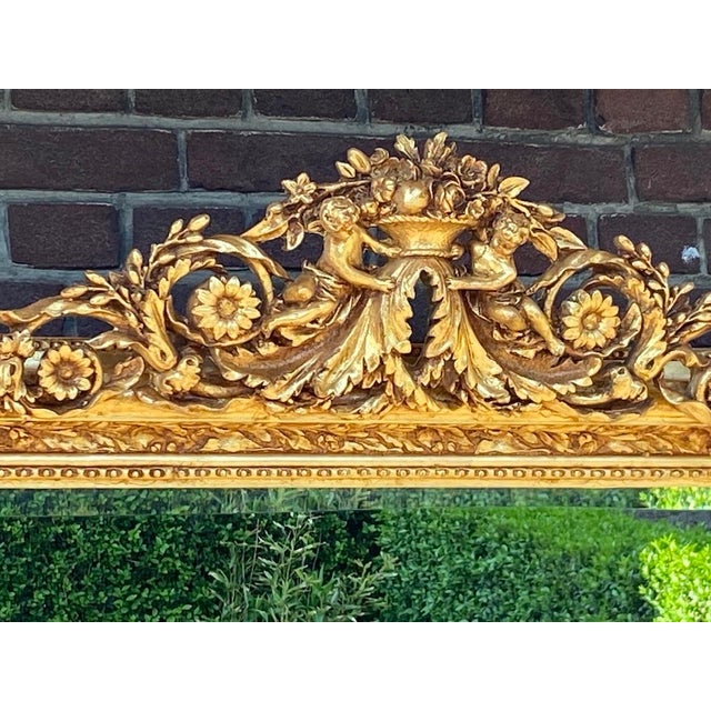 Late 20c French Louis XVI Gold Wood Wall Mirror For Sale - Image 6 of 9