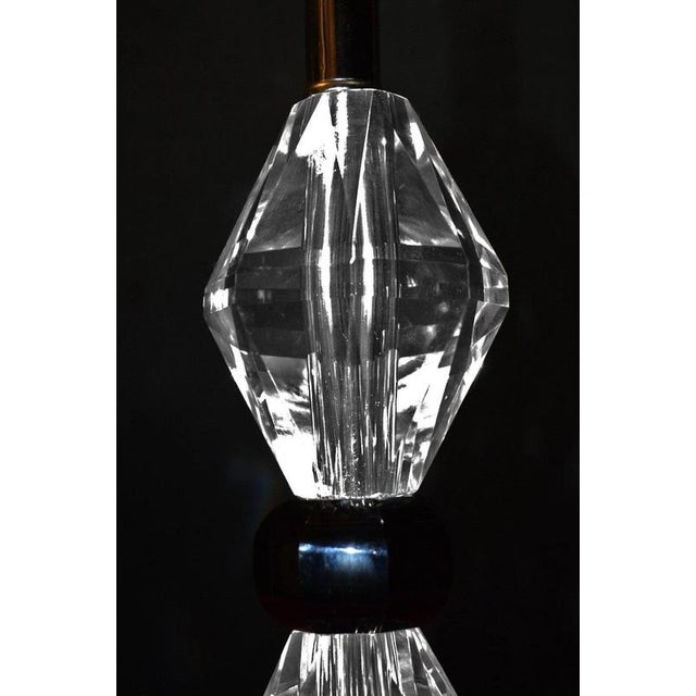 Art Deco Faceted Glass Column Table Lamp with Opaline Shade, 1940s For Sale - Image 4 of 18