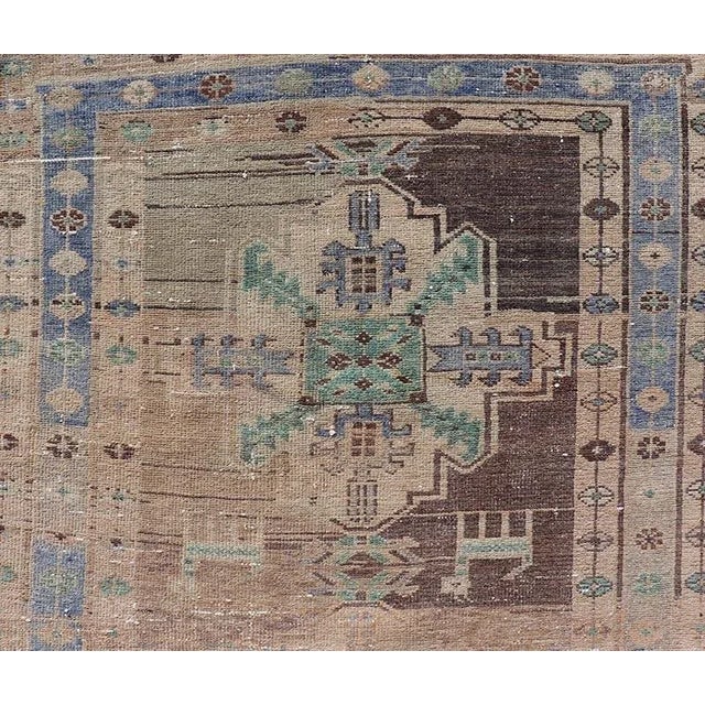 Vintage Persian Hamadan Runner in Warm Tones of Purple, Brown and Taupe. Country of Origin: Iran; Type: Hamedan; Design:...