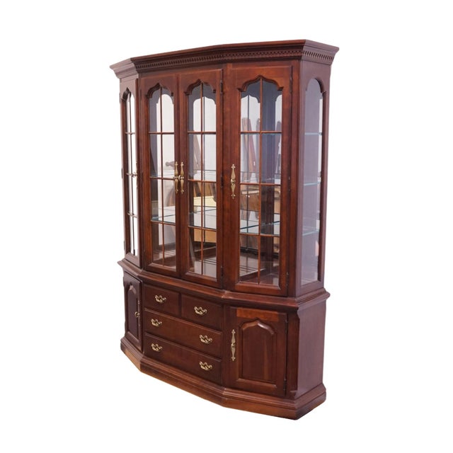 THOMASVILLE FURNITURE Collector's Cherry 63" Buffet w. Lighted Display China Cabinet 10121-425 / 10121-426 81.25" High...