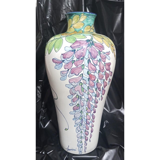 Large vase hand-painted and signed by Marioni. Limited edition piece. This piece has an attribution mark, I am sure that...