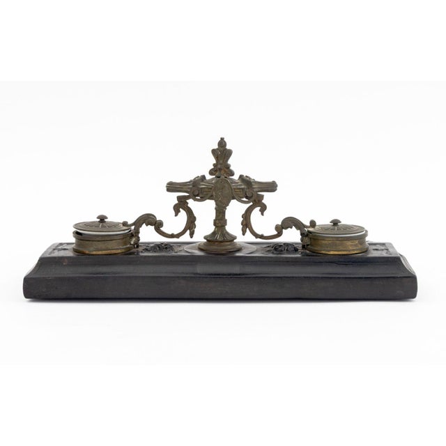 Louis XV Style Pewter Mounted Double Inkwell Stand For Sale - Image 9 of 10