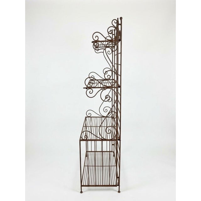 Metal Vintage Rustic Wrought Iron 4 Shelf Bakers Rack For Sale - Image 7 of 8
