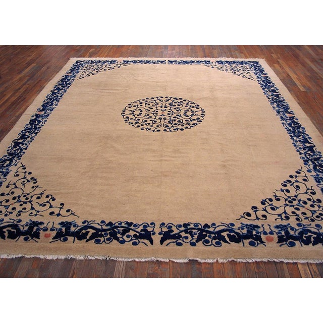 19th Century Chinese Peking Carpet ( 9'4" x 11'4" - 285 x 345 ) Wool Chinese - Peking Ivory Rectangle Knotted Antique...