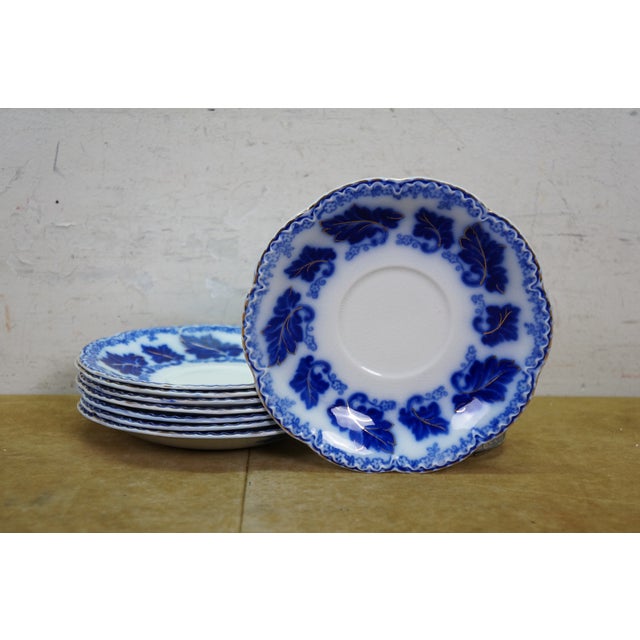 20 Pc Antique English Johnson Bros Normandy Flow Blue Porcelain Dinnerware For Sale - Image 12 of 17