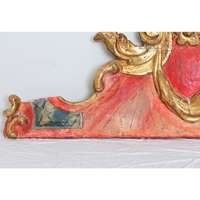 Italian 18th Century Carved Painted and Parcel Gilt Overdoor For Sale - Image 4 of 9
