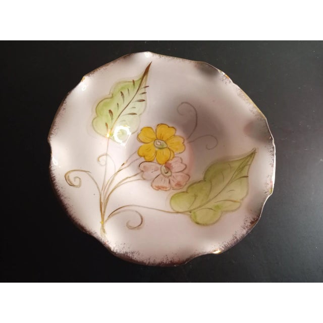 Contemporary Vintage Porcelain Hand Painted Floral Trinket Bowl, Made in Italy For Sale - Image 3 of 7