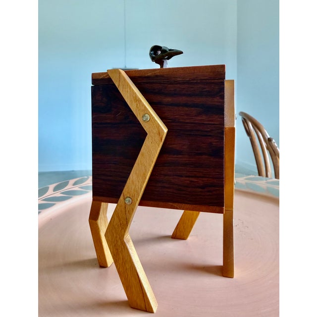 Brown Studio Craft Maple + Walnut + Bronze Skull Artist-Made Box Sculpture For Sale - Image 8 of 14