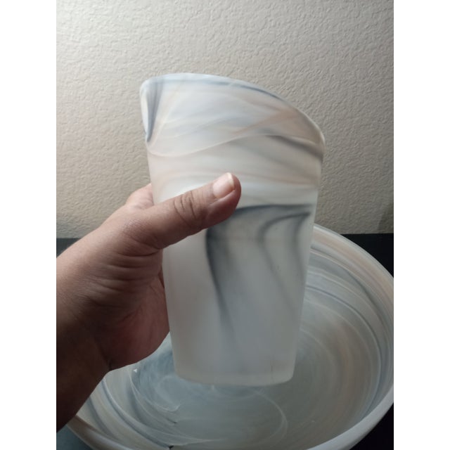 1980s Vintage Set of 2 Franco Sarto Italian Slag Glassware Bowl & Vase For Sale - Image 5 of 6