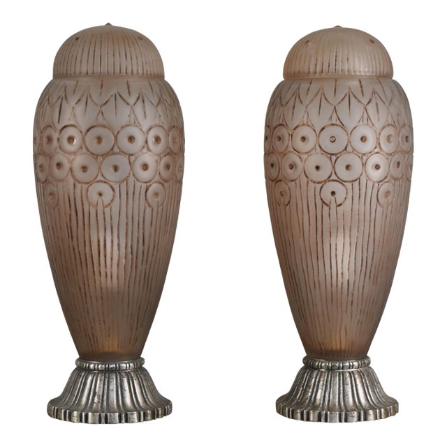 1930s Large French Art Deco Lamp by Genet Et Michon France - A Pair For Sale