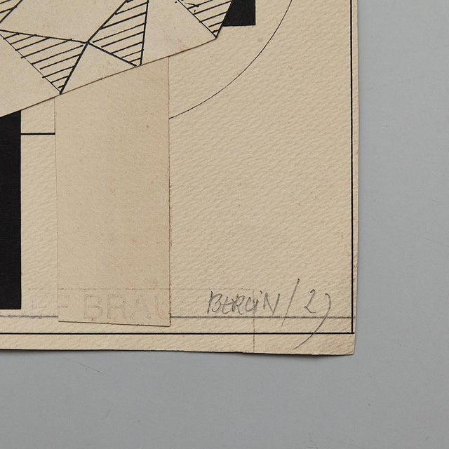 Josef Brauner, Bauhaus Black and White Rationalist Collage, Mixed Media, 1927 For Sale - Image 12 of 16