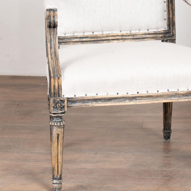 Late 19th Century Pair 19th Century Swedish Gustavian Black Painted Armchairs For Sale - Image 5 of 11