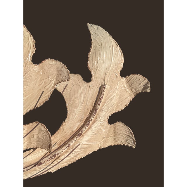 Cream and Copper Metallic Floral Metal Wall Sculpture by C. Jere For Sale In Charlotte - Image 6 of 9