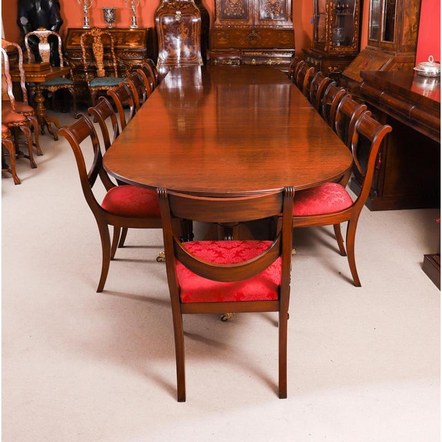 Regency Revival Triple Pillar Dining Table For Sale - Image 6 of 14