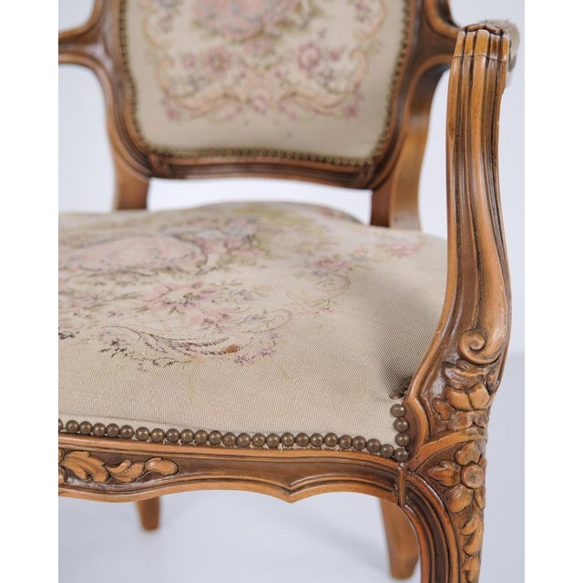 Wood Neo-Rococo Armchair with Curved Legs and Patterned Floral Fabric, 1930s For Sale - Image 7 of 11