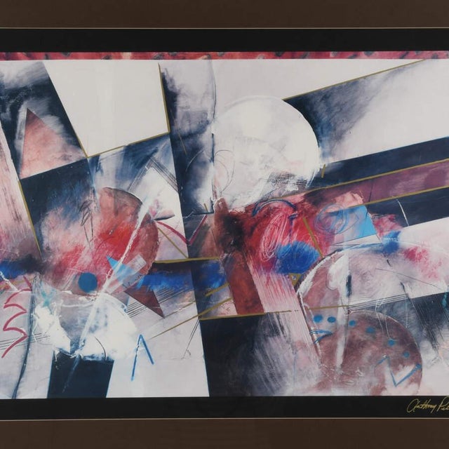 This Framed Anthony Pettera Untitled Abstract Print features dynamic, expressive abstraction, with geometric and organic...