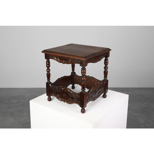 Belgian Oak Carved Square Side Table, 1700s For Sale - Image 14 of 14