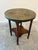 Vintage French Oak Bobbin Leg Table W/Moroccan Brass Top For Sale - Image 4 of 12