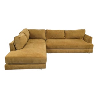West Elm Haven Mustard Yellow Velvet Sectional Sofa For Sale