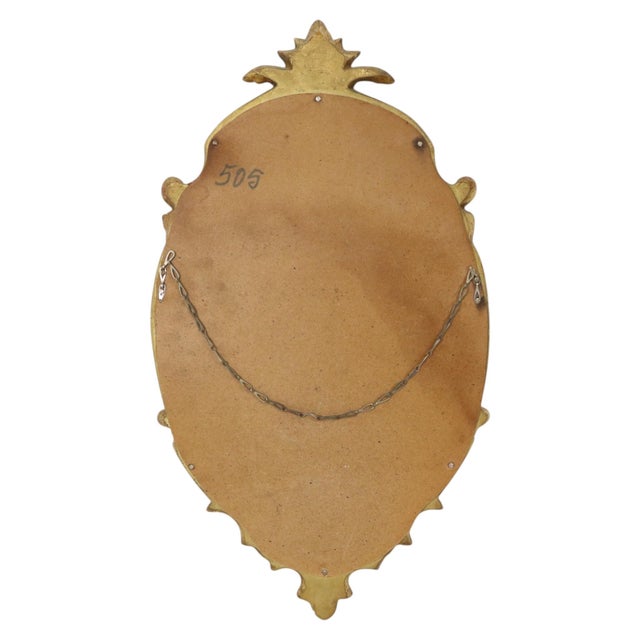 French Baroque Gold-Leaf Gilded Mirror with Crest, 1960s For Sale - Image 14 of 18