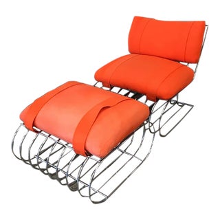 1970s Mid Century Modern Heinz Meier Ascona Lounge Chair & Ottoman For Sale