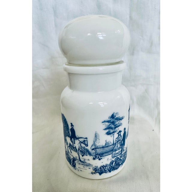 Vintage Blue Victorian Belgian Apothecary Bottle/Jar. From the 70's made of milk glass. Traditionally used by apothecaries...