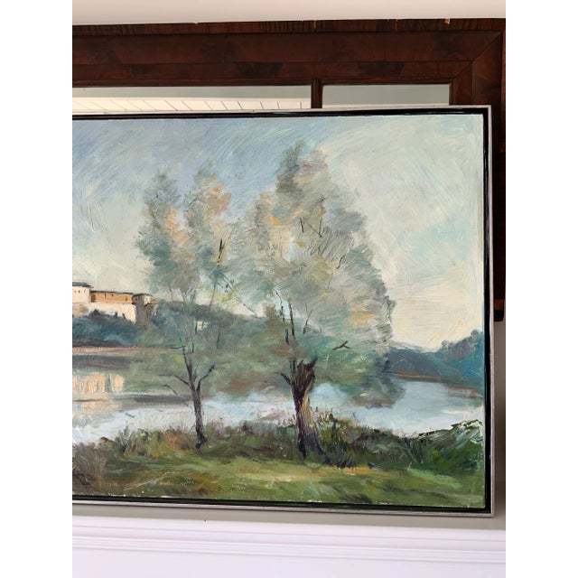 Vintage American School River Landscape Oil Painting on Canvas, Framed For Sale - Image 4 of 12