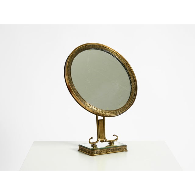 Mid-Century Modern Large Mid-Century Italian Brass Table Mirror, 1950s For Sale - Image 3 of 18