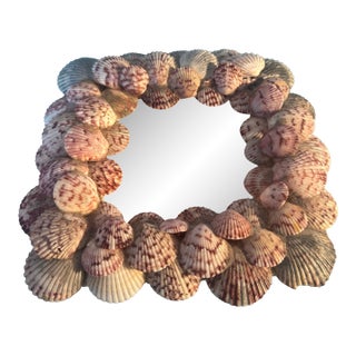 Handmade Scallop Seashell Square Mirror For Sale