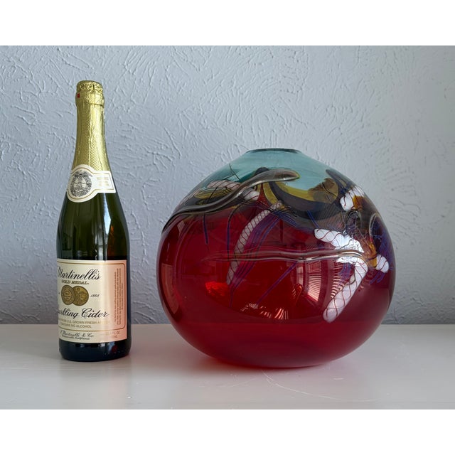 Postmodern Large Art Glass Vase - Daniel Edler Graffiti Helix Series For Sale - Image 3 of 9