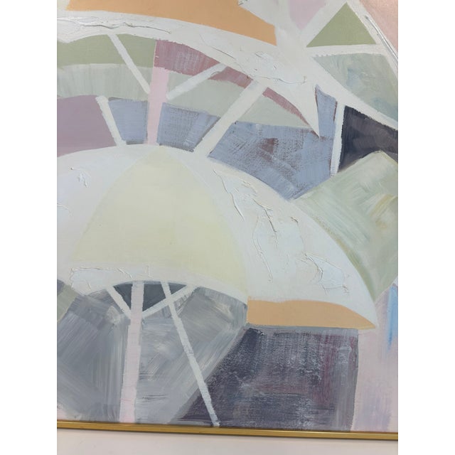 Oversized Lee Reynolds Abstract Beach Umbrellas Oil Painting on Canvas With Impasto For Sale - Image 13 of 15