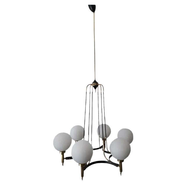Mid-Century Modern 6-Light Pendant Lamp from Stilnovo For Sale