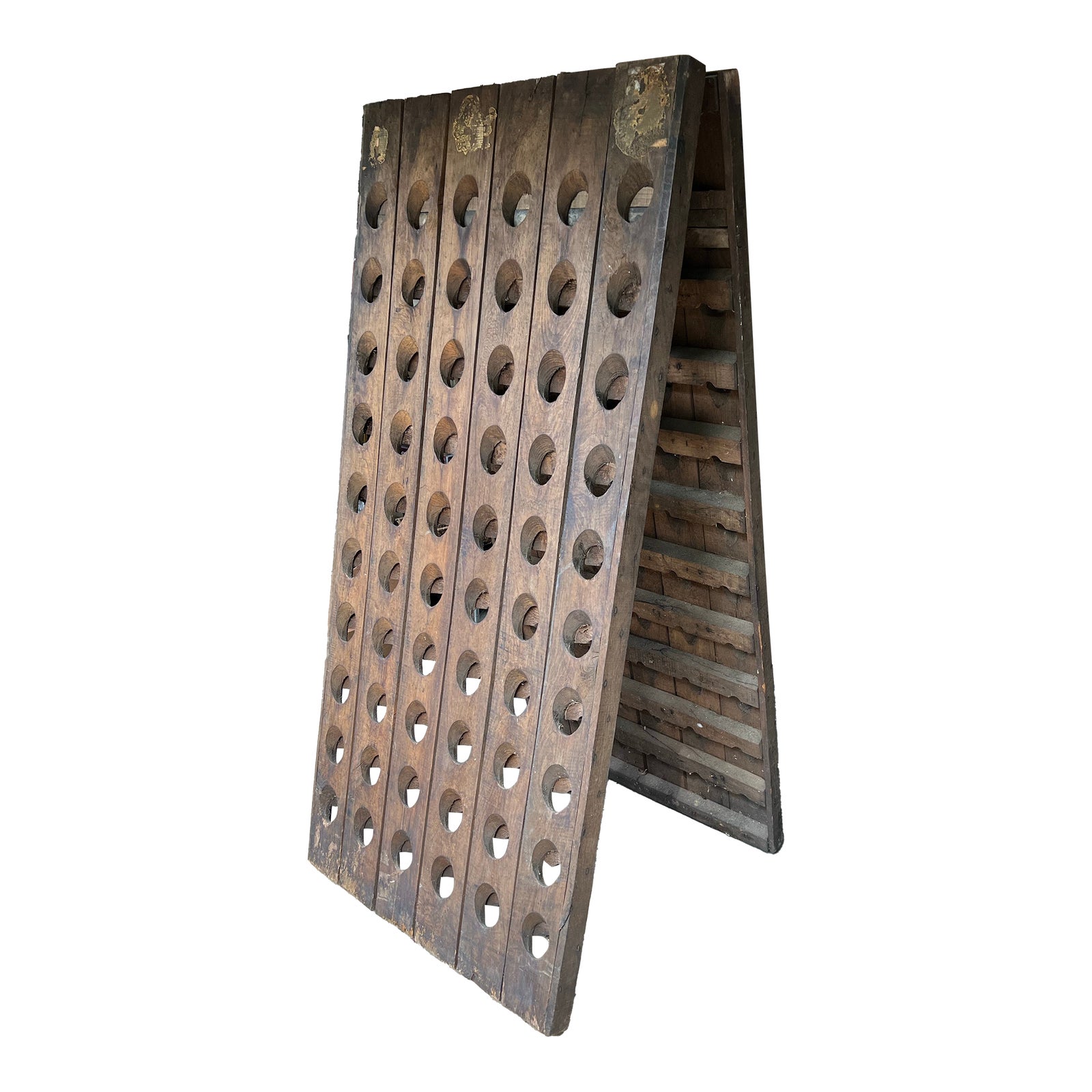 Vintage French Heavy Duty Oak Riddling Rack | Chairish