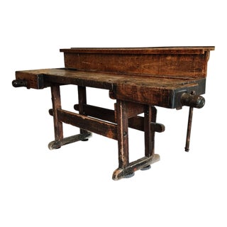 19th Century Xl Antique German American Workbench Console Table For Sale