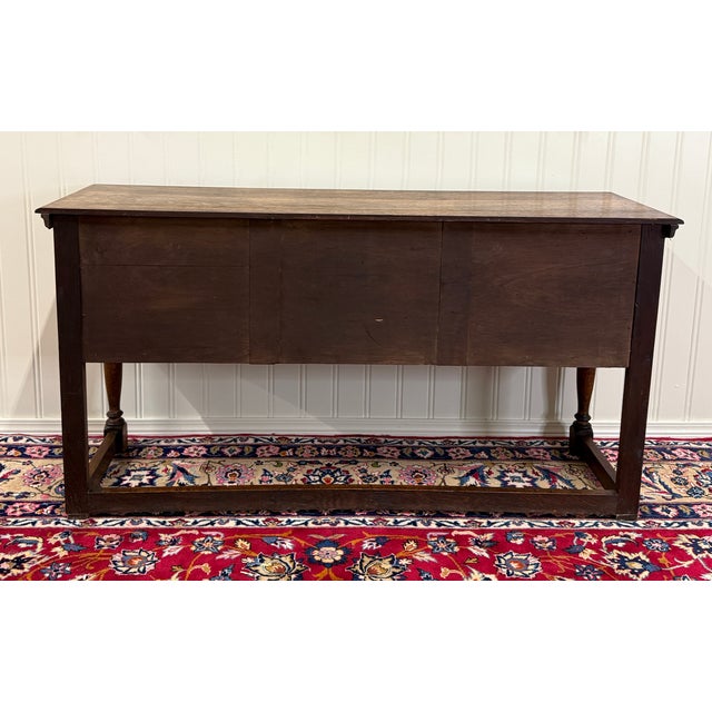 Antique English Jacobean Console Buffet Sideboard Sofa Table Oak c.1930s For Sale - Image 16 of 17