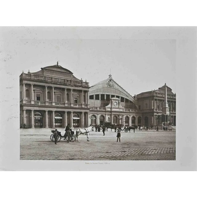 Rome- Termini Station is an original Vintage b/w photograph after a painting of the late 19th Century realized in the...