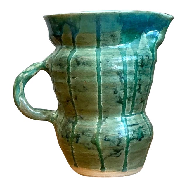 Vintage Drip Glaze Ceramic Pitcher For Sale