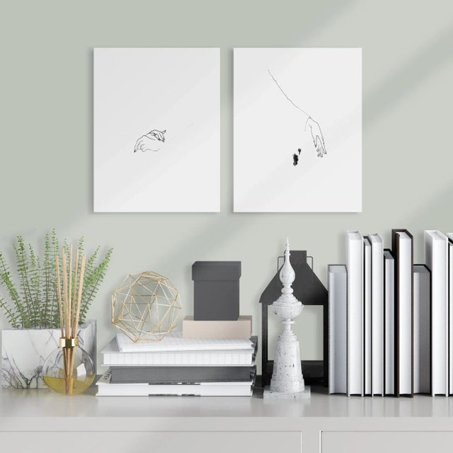 "Hands" Original Set of Two Ink Drawings by Yuki Osada For Sale - Image 4 of 4