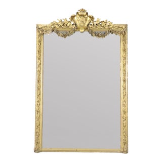 Monumental Carved 19th C Louis XV Gold Leaf Carved Mirror For Sale