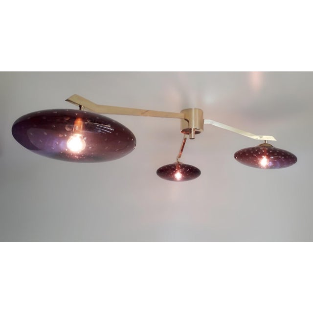 Trio Angolo Polished Brass Amethyst Bubbles Glass Flush Mount by Fabio LTD For Sale - Image 6 of 7