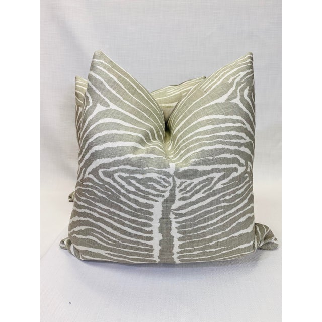Brunschwig & Fils “Le Zebre Pewter” 22” Pillows-A Pair For Sale In Greensboro - Image 6 of 6